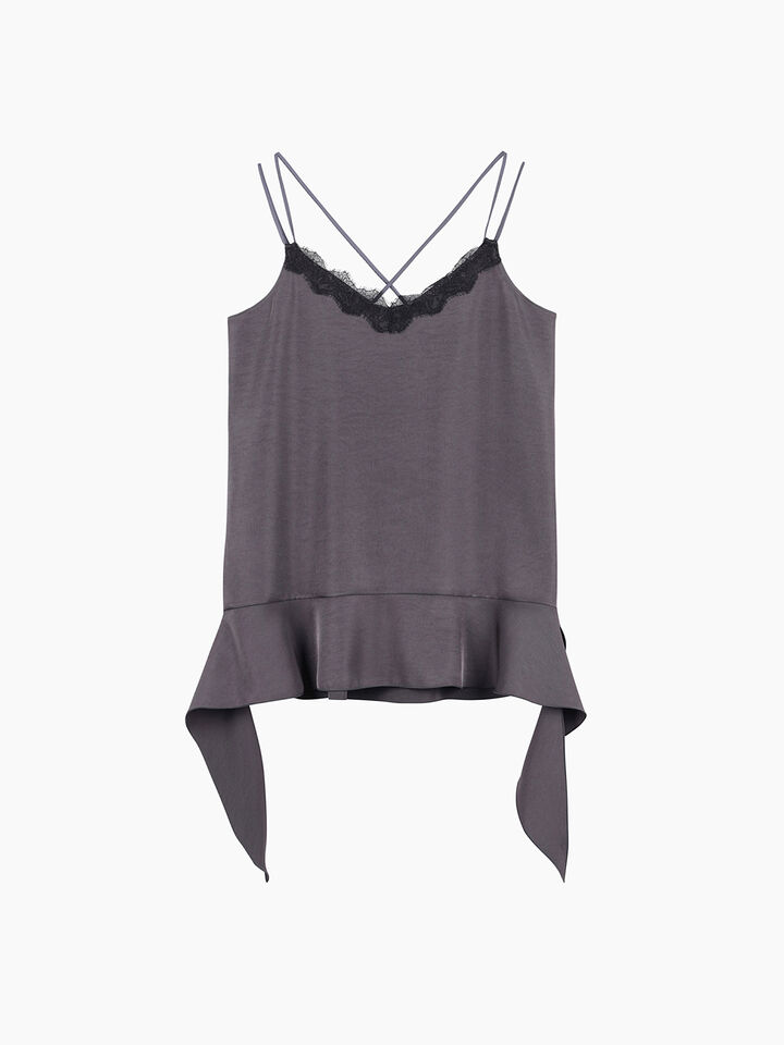 Marl gray top with ruffles - sisley k top - Dark Gray | Sisley K image number 1